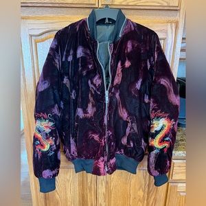 Red and Black Bomber Jacket with Ribbed Details